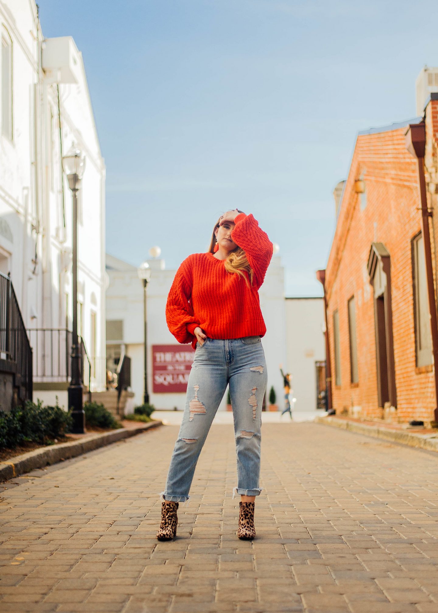 Cozy Red Sweater & Statement Booties